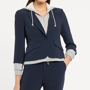 NWT Cinq a Sept Zip Up Le Petit Khloe Blazer in Navy/Heather Grey
